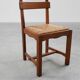 1960s Belgian Mid-Century Chair in Oak and Wicker, Brutalist Style