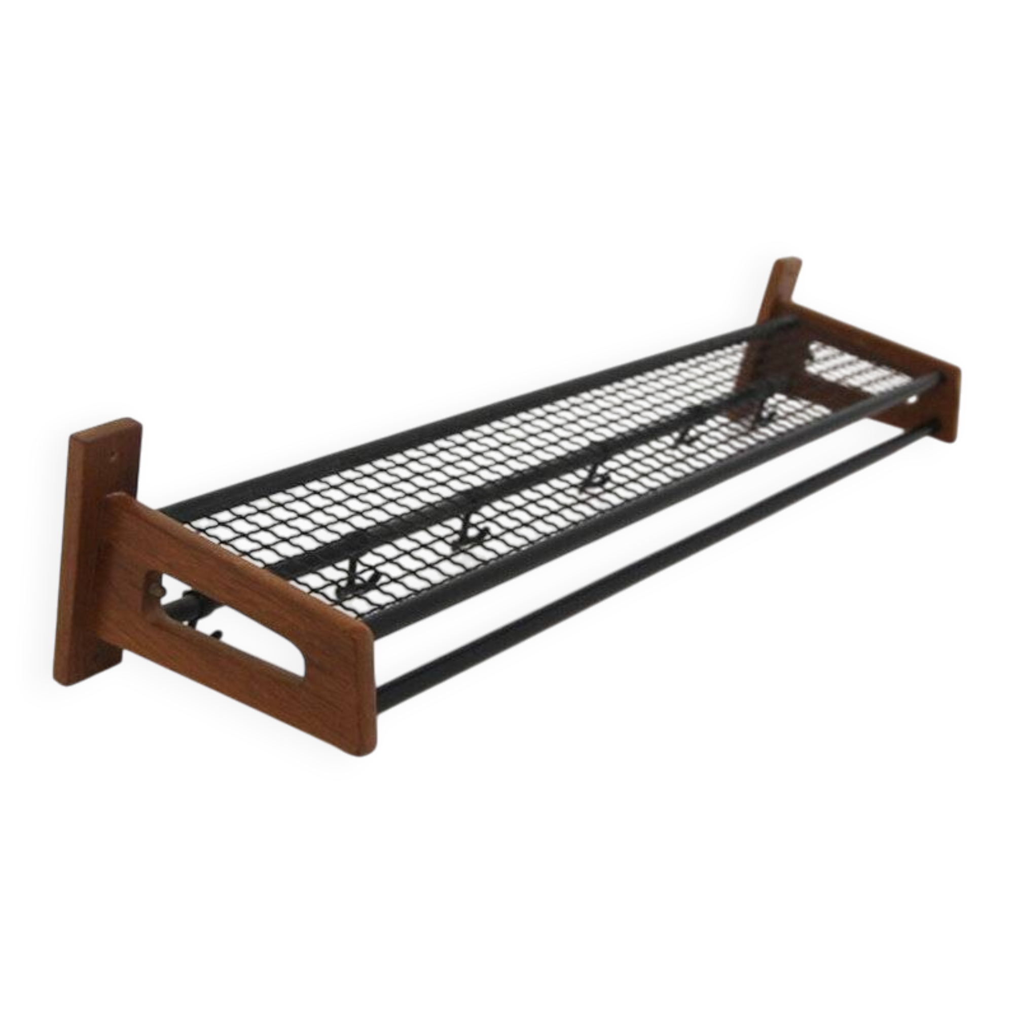 Scandinavian teak and metal coat rack, Sweden, 1970