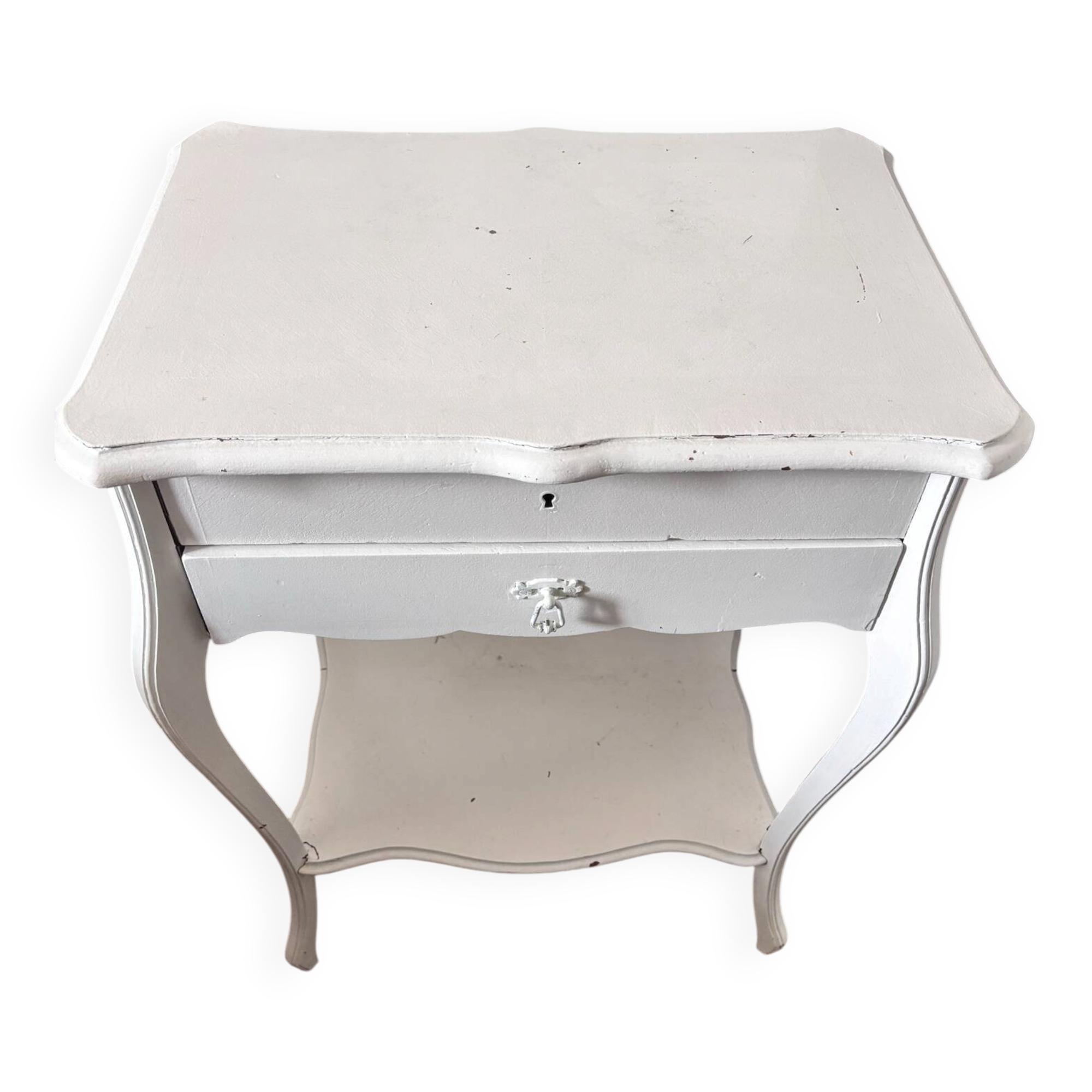Louis XV style dressing table with retractable mirror – White painted wood