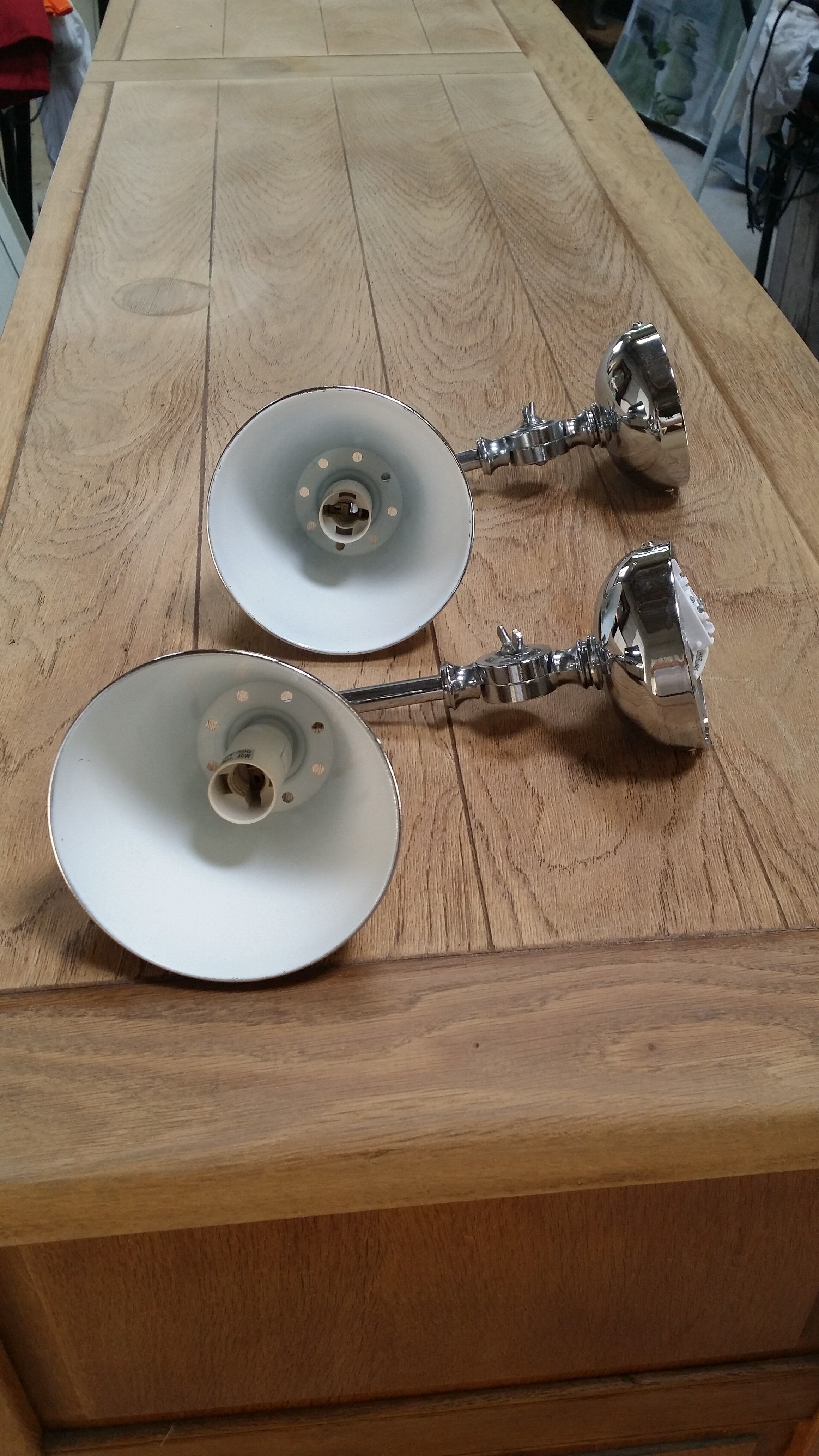 Pair of chrome wall lamps