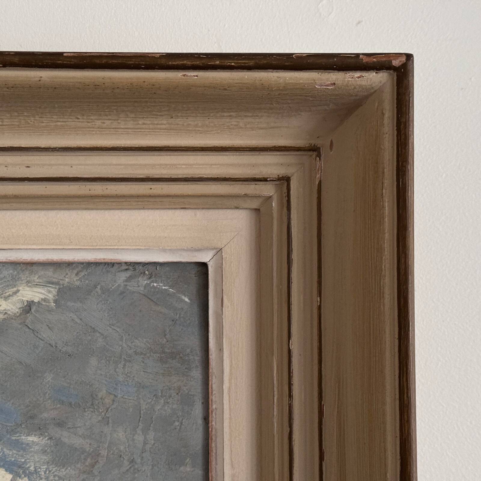 Oil on cardboard depicting the swell by Cavver, 20th century, cerused frame