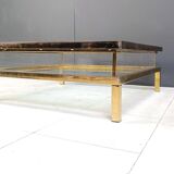 Vintage brass sliding top display coffee table, 1970s