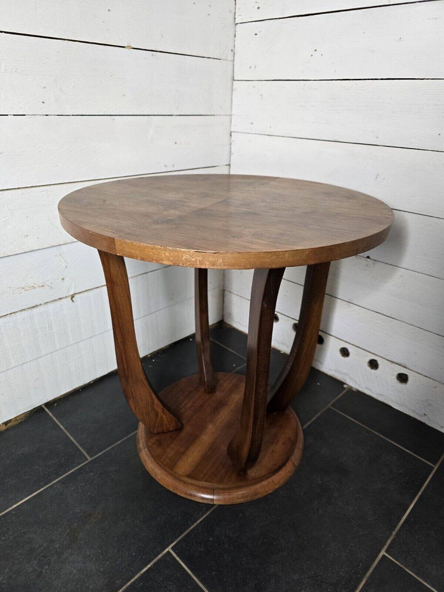 table guéridon vintage en marqueterie
