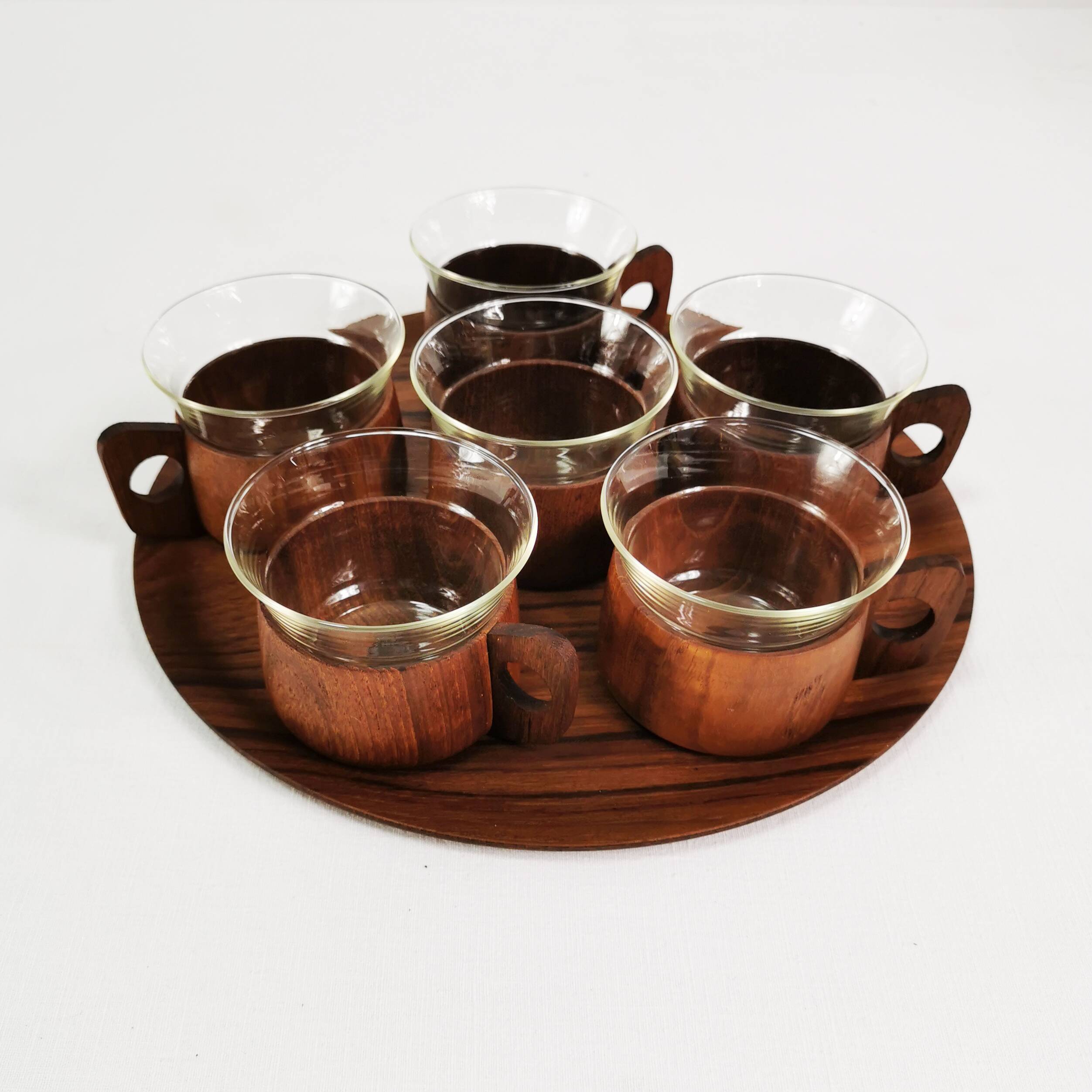 Teak coffee and tea set Schott & Gen Mainz Germany, 1970s.