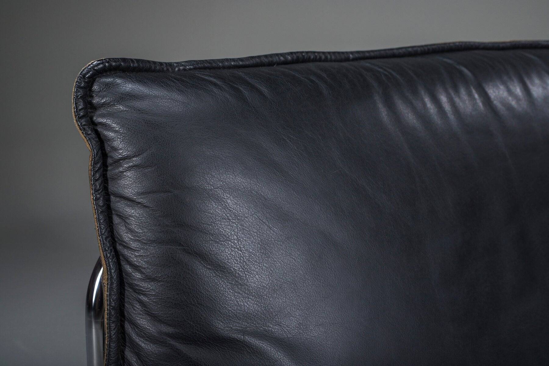 Bauhaus lounge chair in black leather attributed to Johan Bertil Häggström for Swed-Form / Ikea, Sweden, 1970s