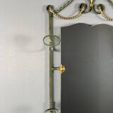 Wall console with mirror, wrought iron and marble, 20th century