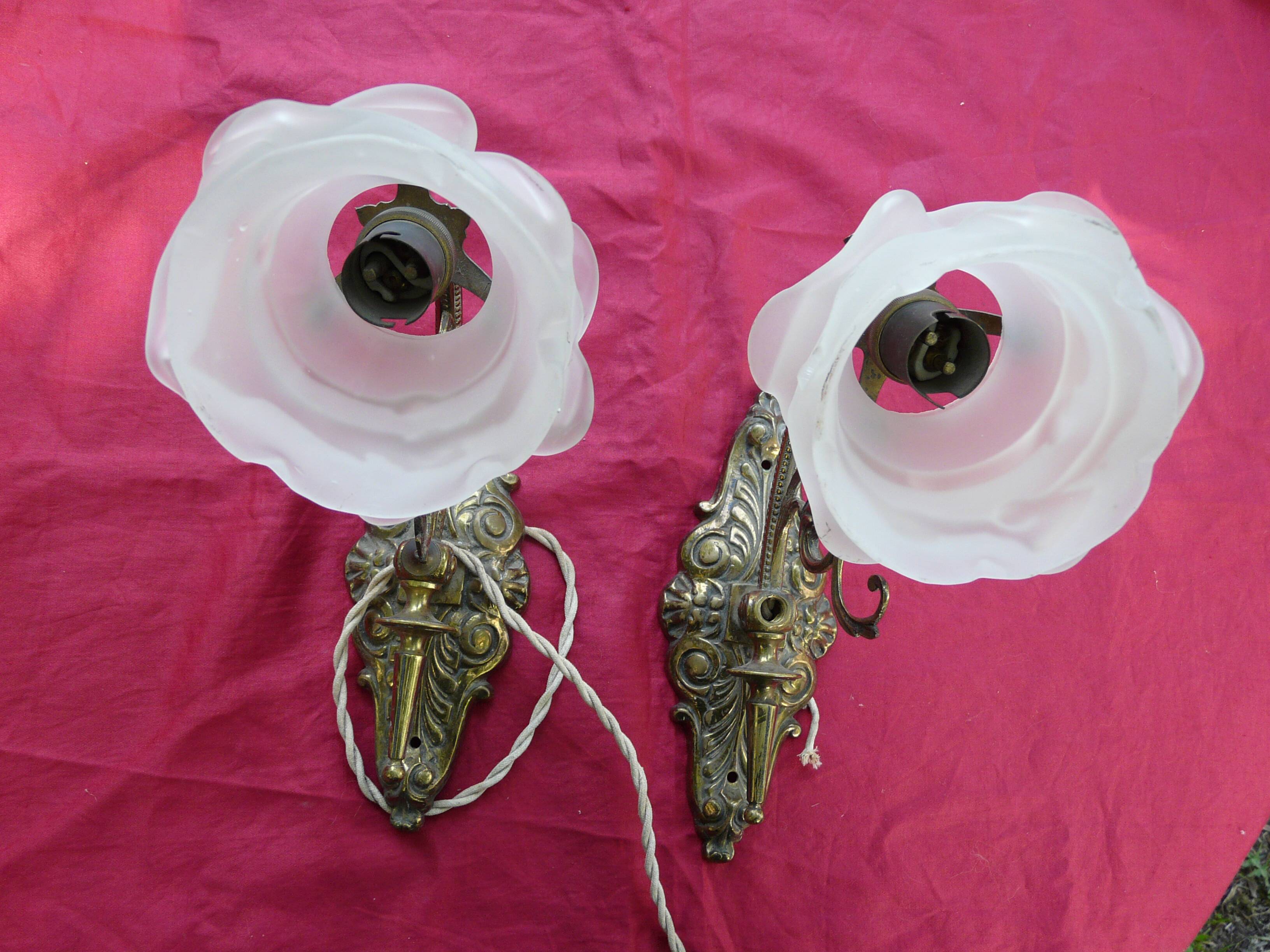 old pair of Napoleon III bronze wall sconces