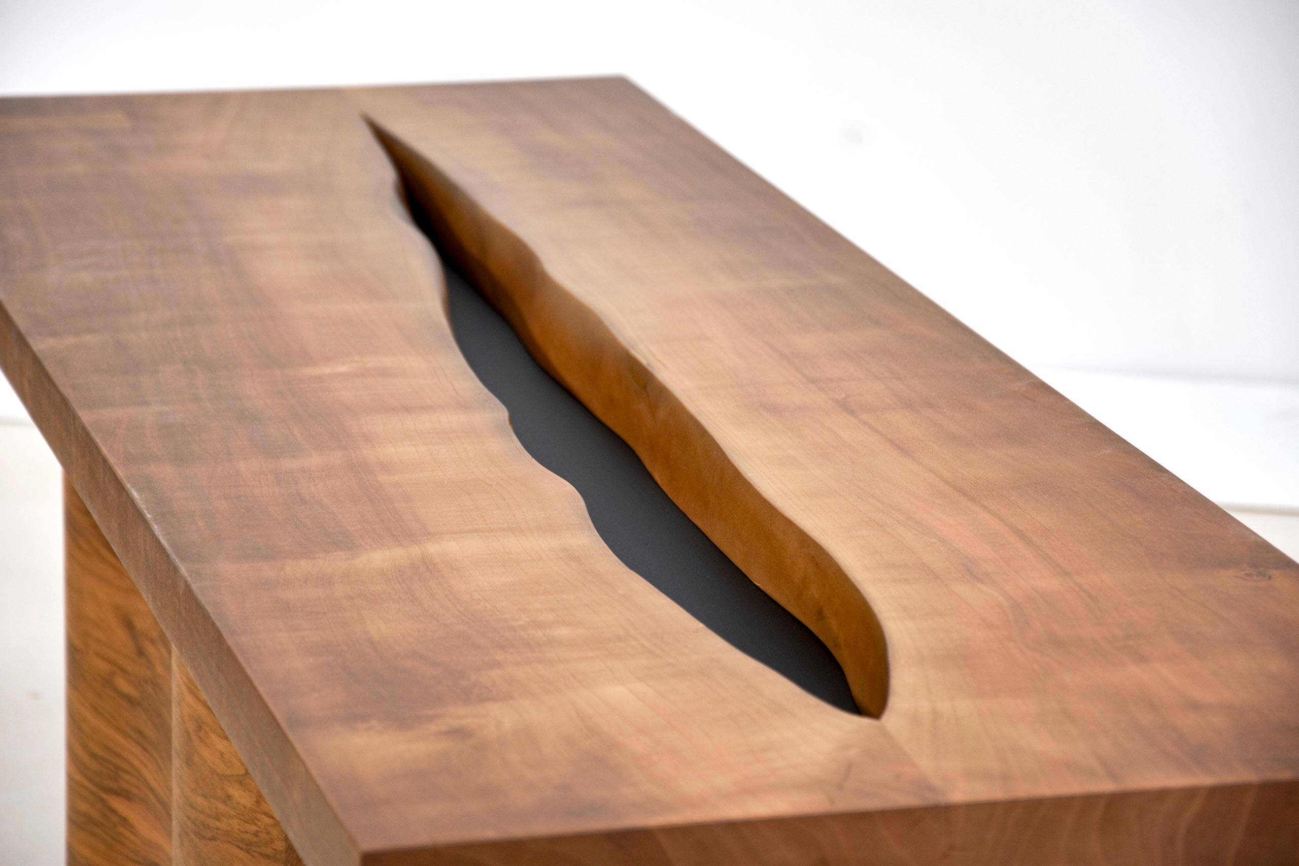 Large coffee table ONDA, cherry and walnut