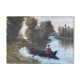 HST painting "River walk" 1883 signed Chaussemier for restoration