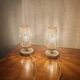 Pair of vintage 70s bedside lamps – Brushed brass, enamel & ribbed glass