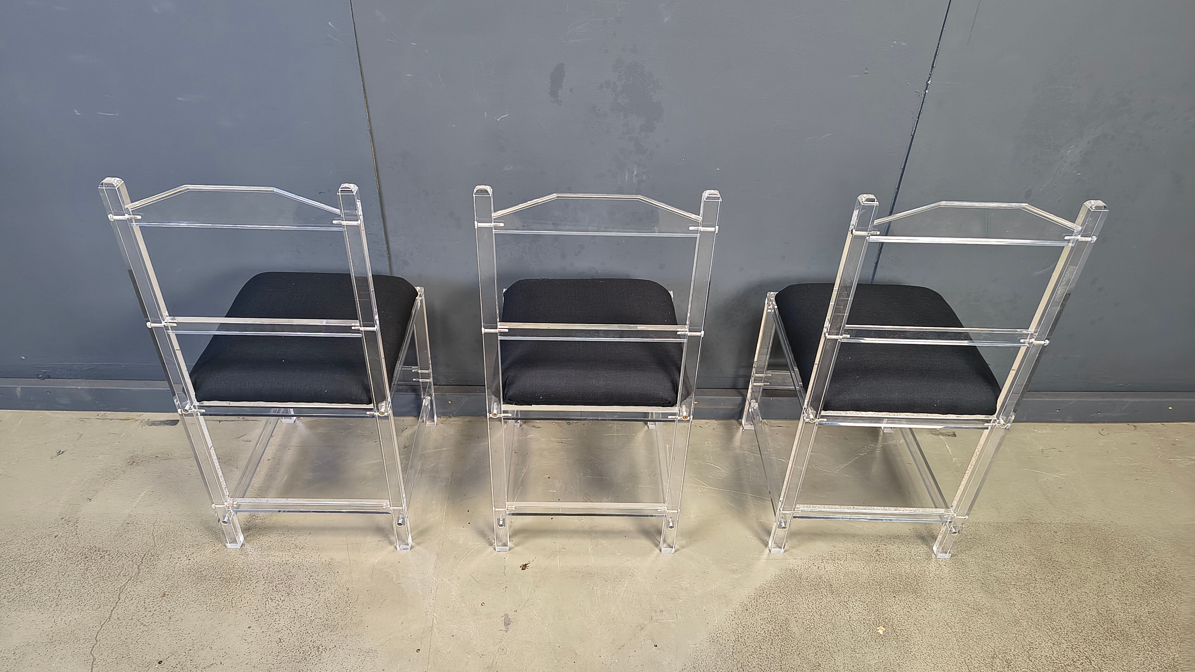 Lucite or plexi dining chairs, 1970s - set of 6