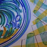 Grand lebrillo vintage en faïence espagnole Triana avec coq