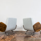 Pair of lounge chairs in Kvadrat/Sahco Boucle "360" by Janusz Różański, 1950's