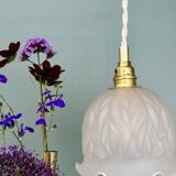 Vintage frosted glass tulip pendant light