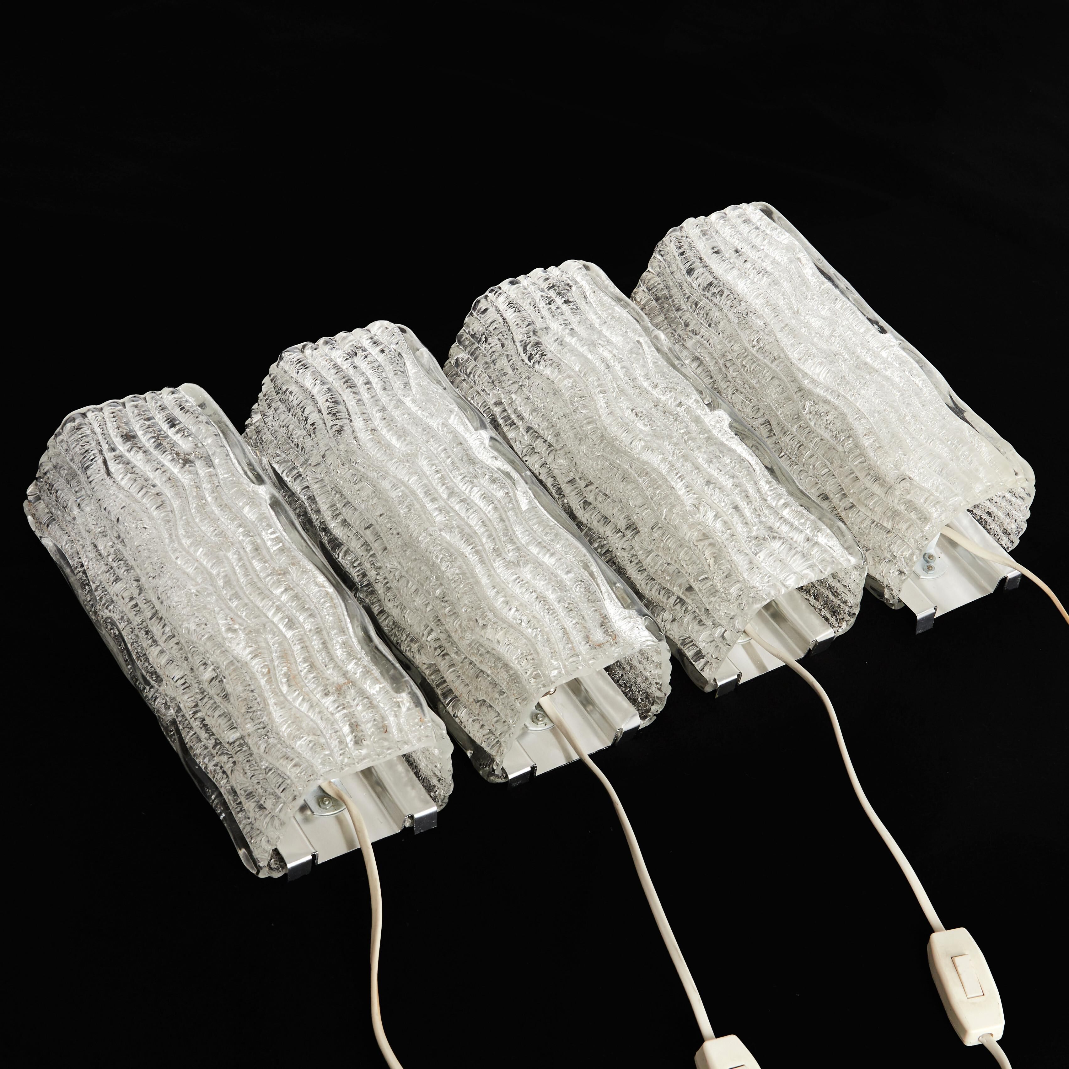 Frosted glass wall light by Orrefors, mid-century modern, Sweden 1960.