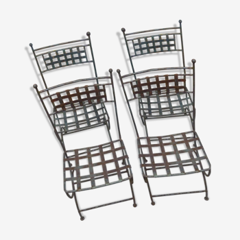 Suite of 6 iron garden chairs