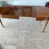 Round table in solid cherry wood Louis XV style and 2 extensions