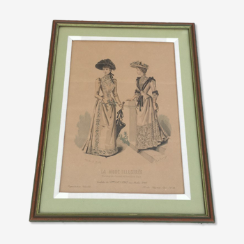 Old lithograph Illustrated fashion signed numbered