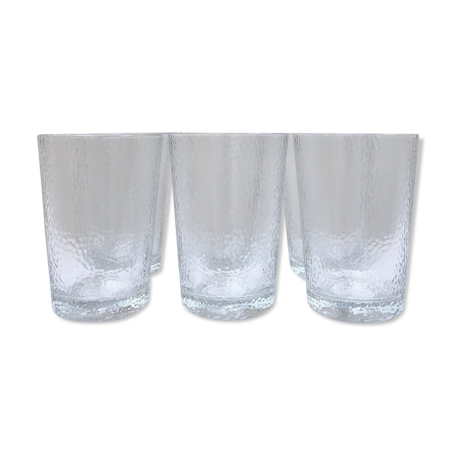 Lot of six hammered glass glasses