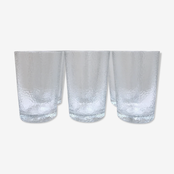 Lot de six verres en verre martelé