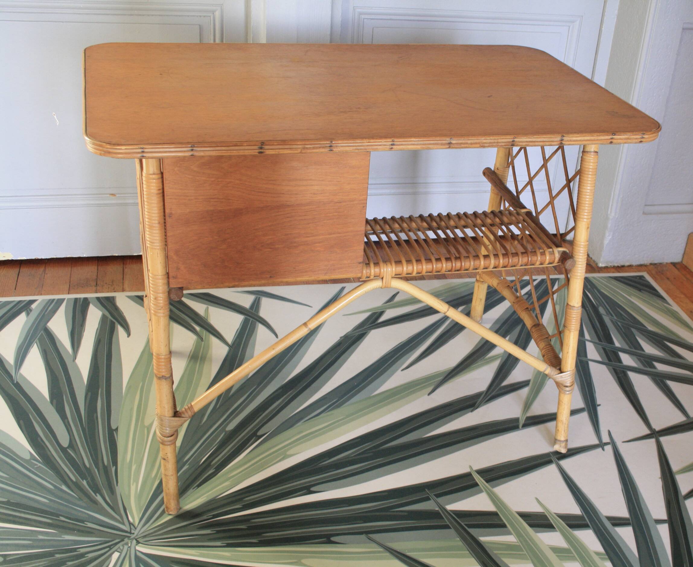 Louis Sognot desk bamboo, rattan