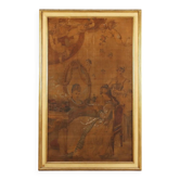 Antique tapestry on canvas "Reading the Letter" 19th Century