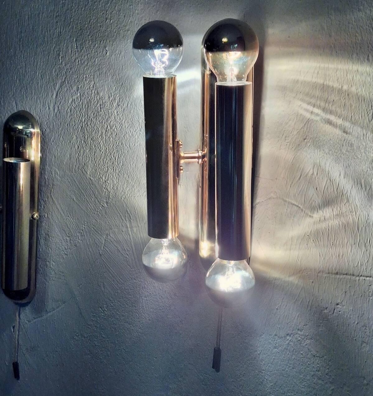 Mid century pair of Italian 4-light brass wall lamps, 1960s