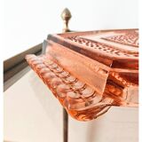 Plateau en verre rose Art Déco