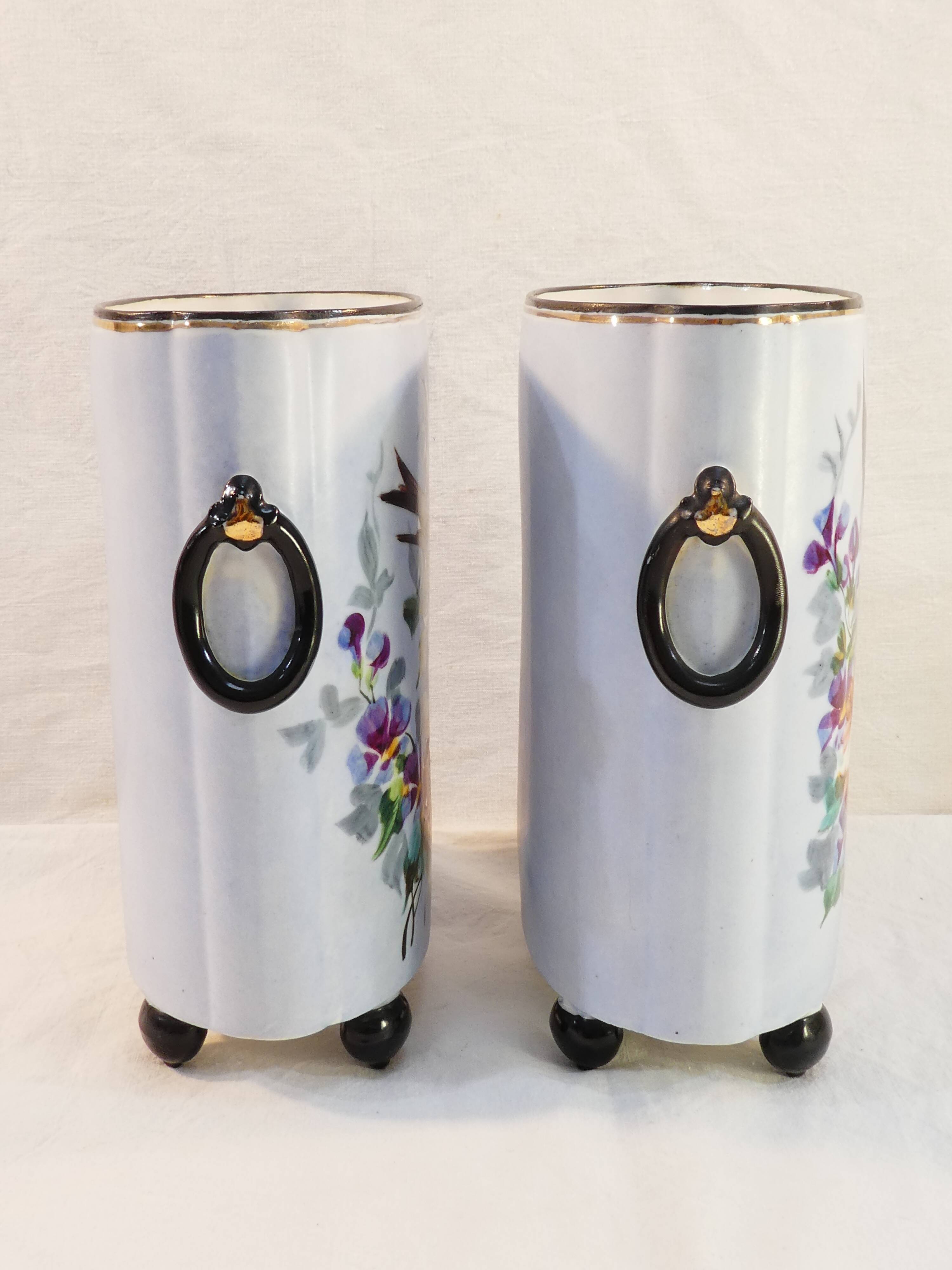 Pair of porcelain bird vase from Limoges william guerin