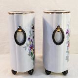 Pair of porcelain bird vase from Limoges william guerin