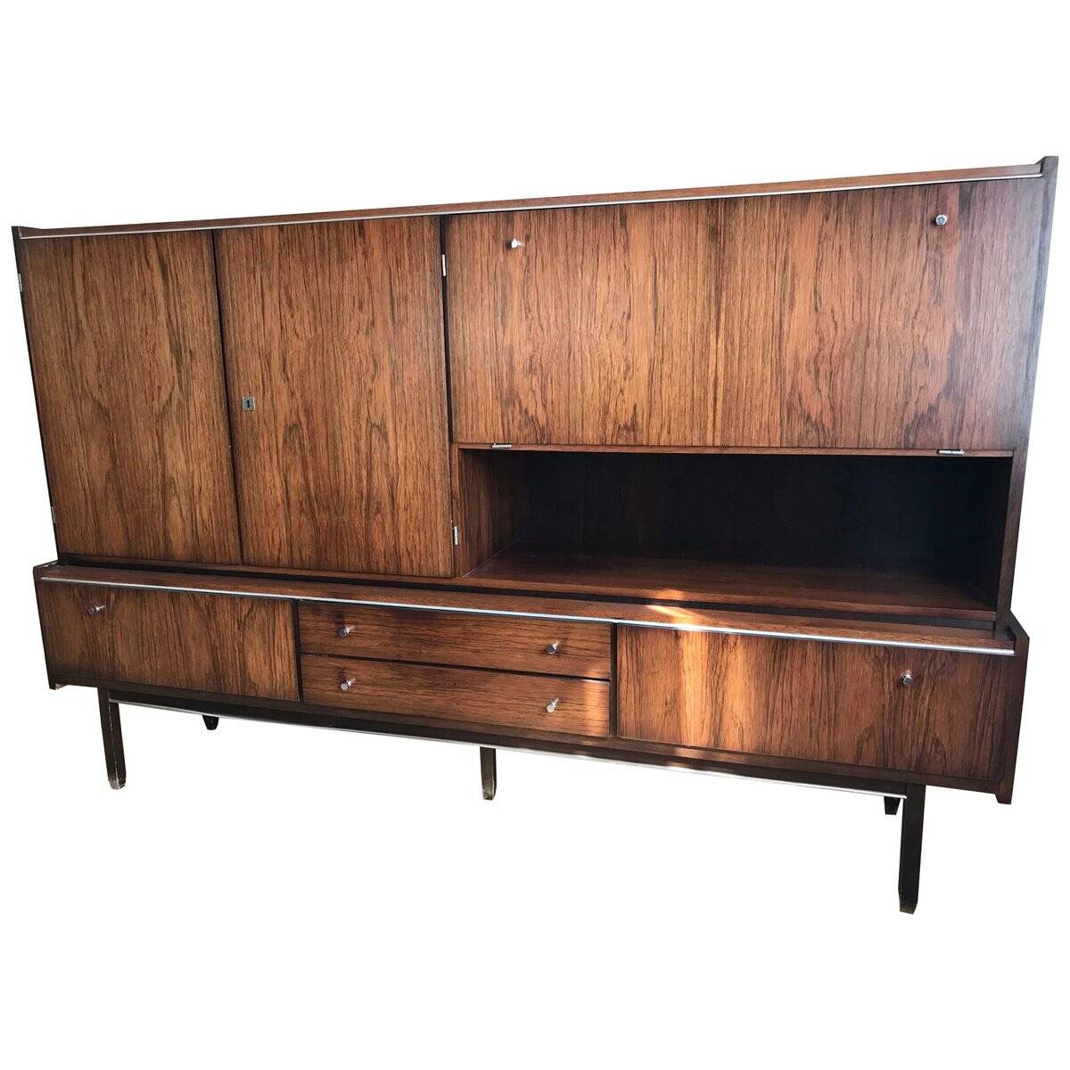 Mid-Century Brown Wood Buffet G.N.B. (1960s) - 2 parts, 217 x 46 x 139 cm