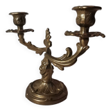Bougeoir / chandelier / candélabre ancien vintage en laiton doré 2 bougies