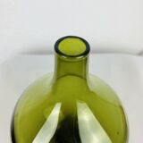 Vase scandinave verre soufflé vert, vintage