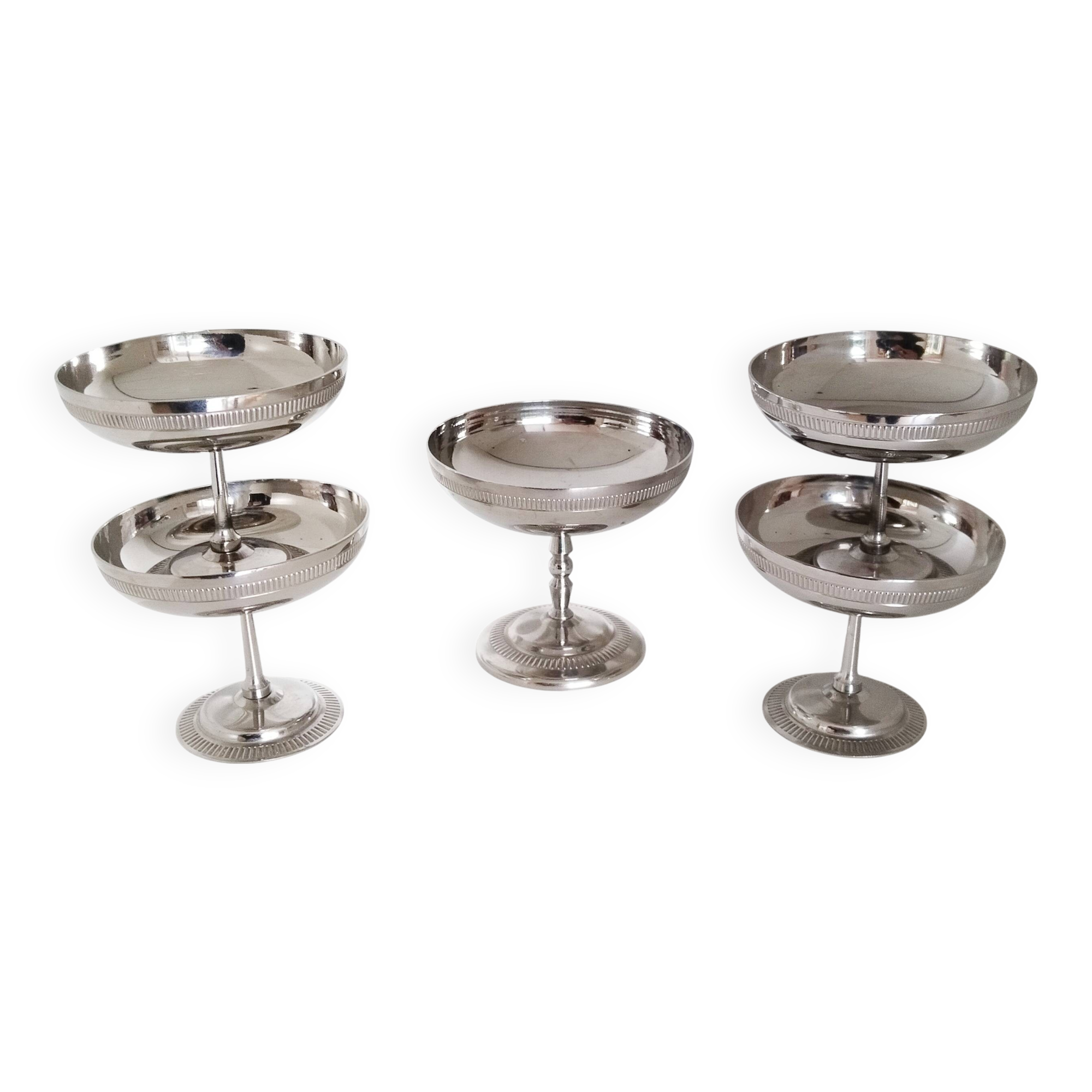 Ice cream or sorbet cups, set of 5, in 18/10 stainless steel (ref 18)