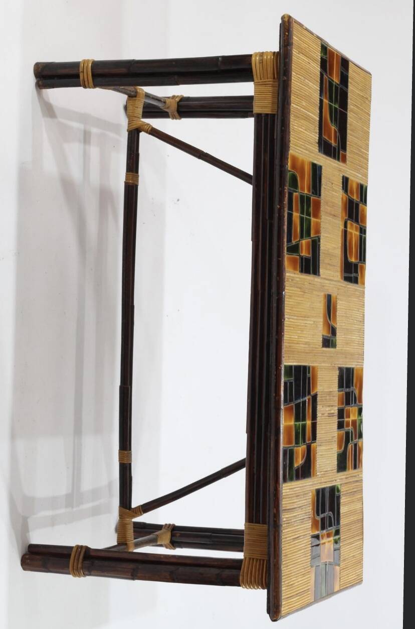 Adrien audoux & frida minet (20th century), dining table in stained rattan,