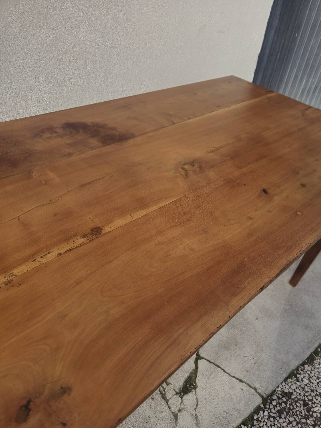 Rustic farmhouse table in solid cherry wood 19th century - 1m91.5