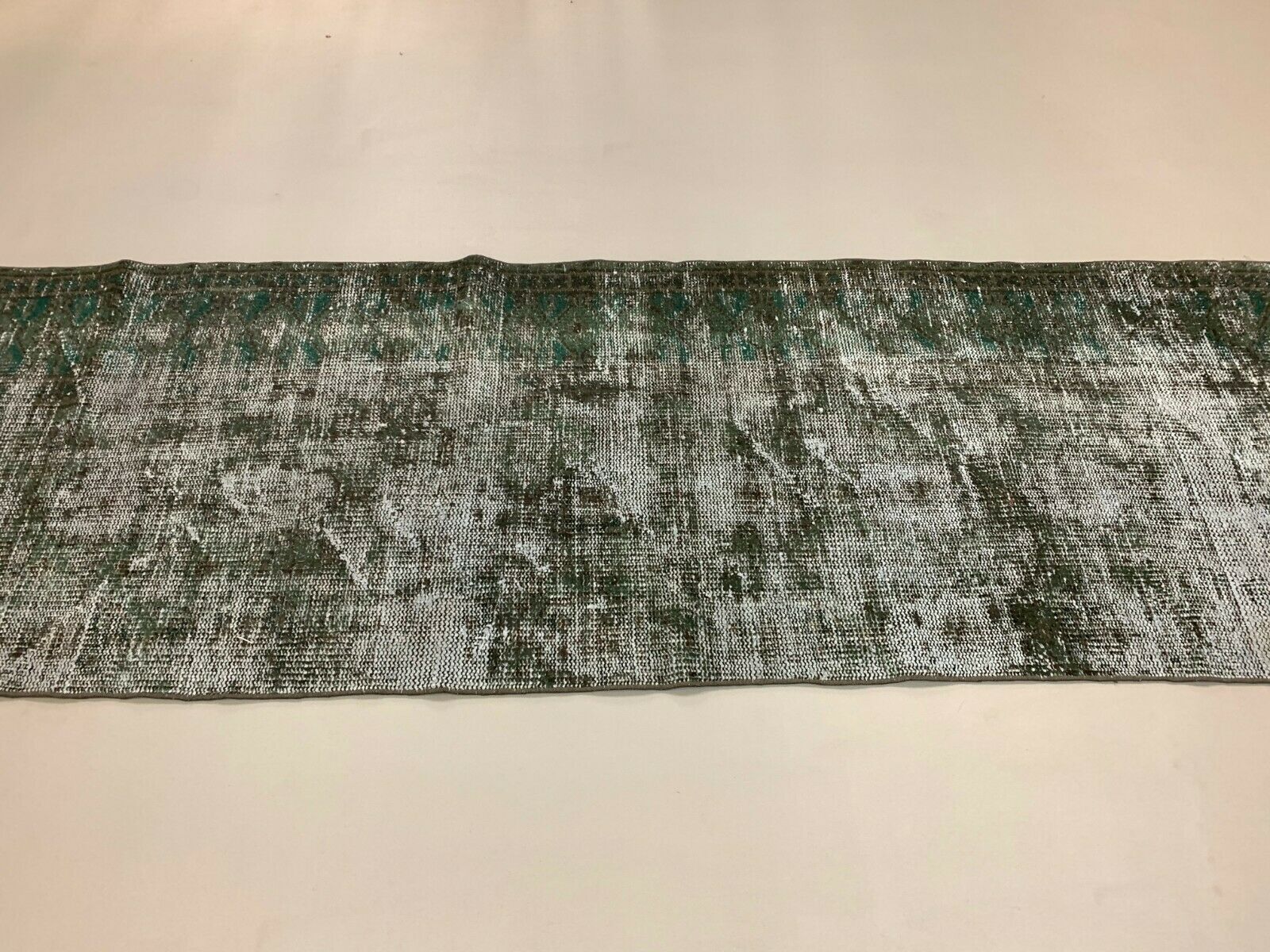 Distressed Turkish Runner 280x78 cm wool Vintage rug, Overdyed Black