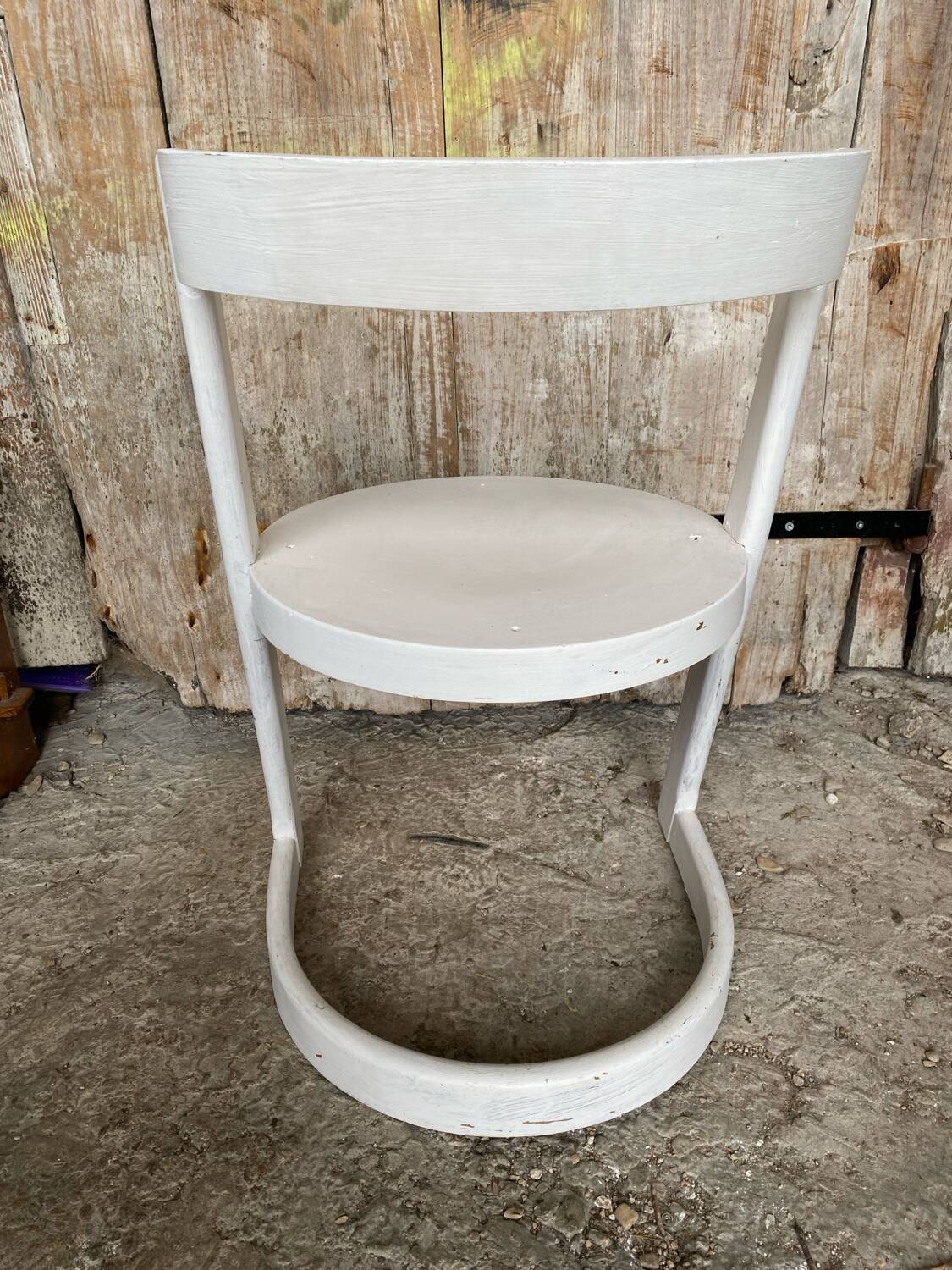 Old Baumann chair model Halfa white wood vintage 70s