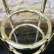 Vintage faux bamboo pedestal table in brass with 2 glass shelves
