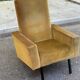 Mid-Century mustard velvet armchair from the 60s with black metal legs.