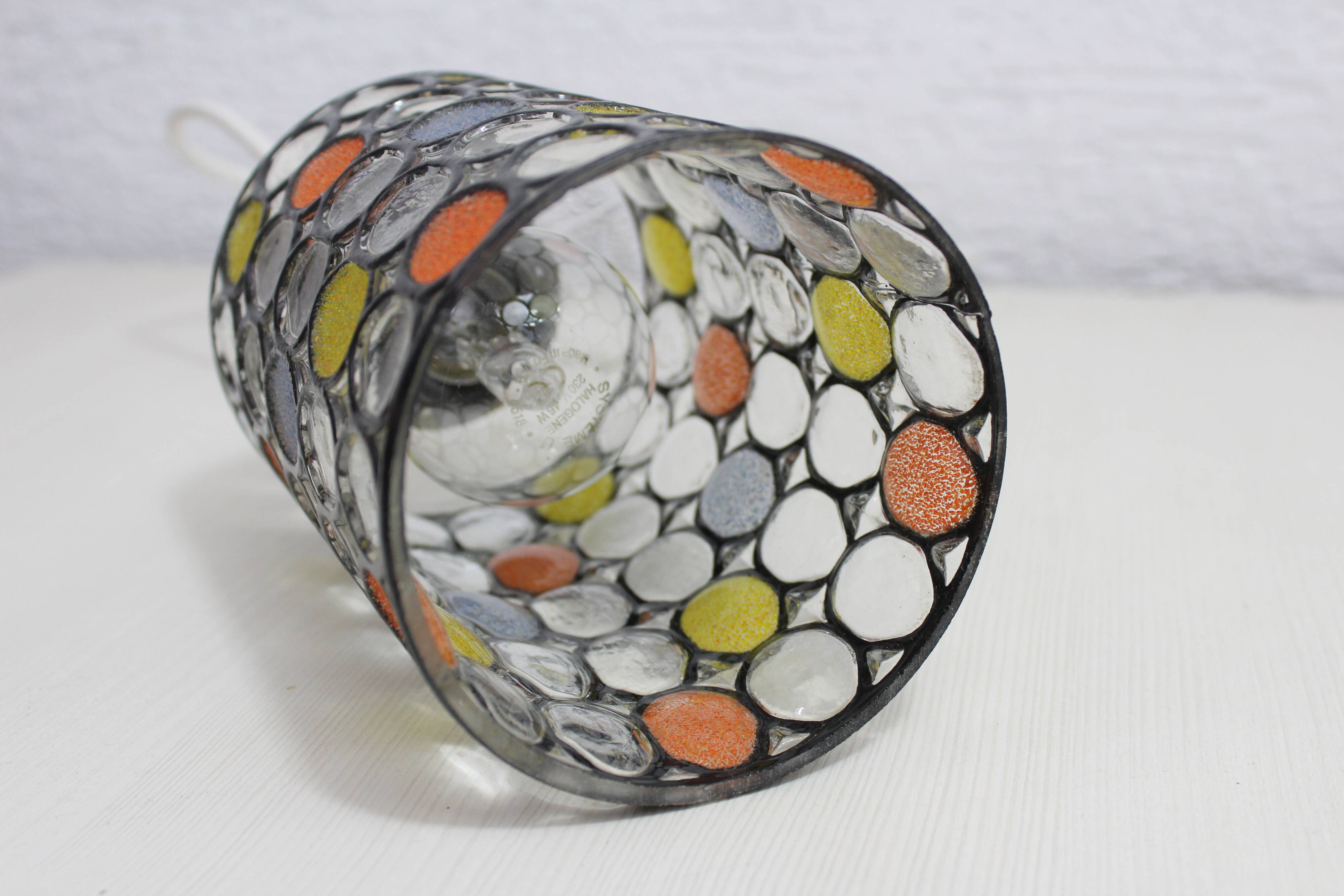 Colored glass pendant light