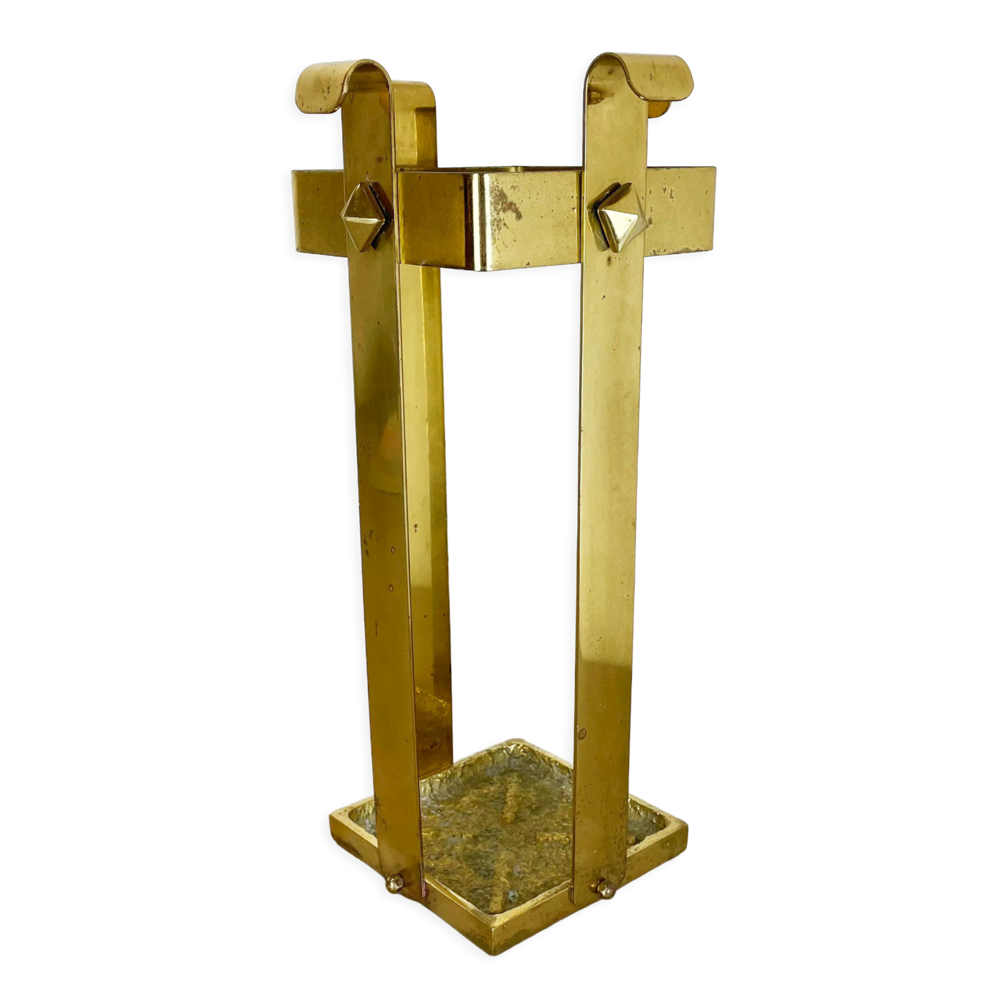 Original Hollywood Regency Solid Brass 3,3kg Umbrella Stand, Italy, 1970s