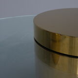 Polished Brass and Glass Low Tables. 2000s. Set of 3