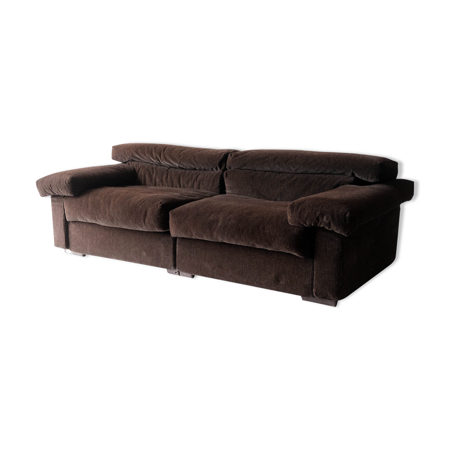 Sofa "Erasmo" by Tobia Scarpa for B&B Italia, Brown Ribbed Velvet, 1970's