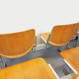 Suite of 4 vintage Giancarlo Piretti benches for Castelli in wood and aluminum