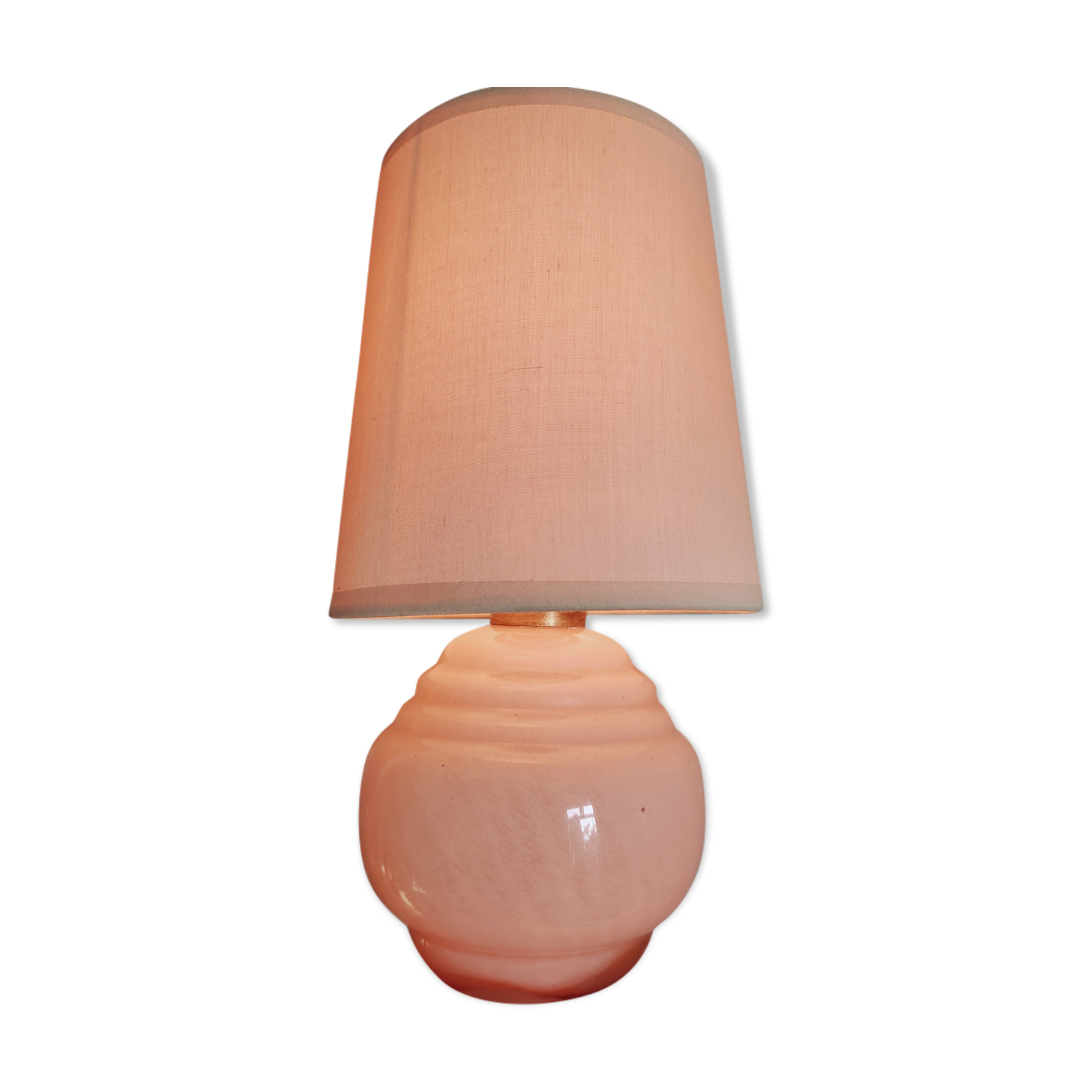 Art Deco pink glass lamp