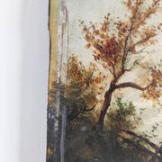 Huile sur panneau "Berger avec ses moutons", XIXème s.