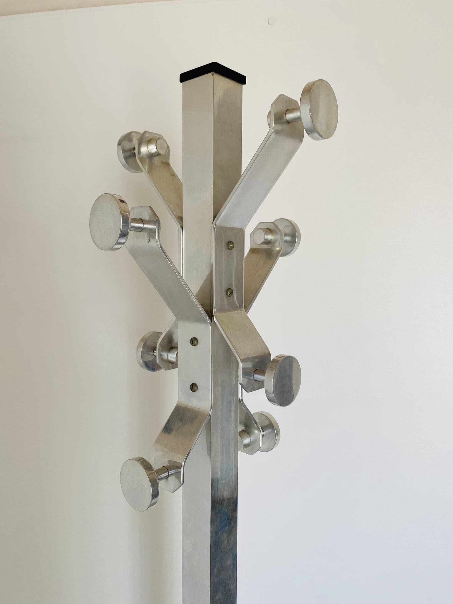 1970s vintage chrome coat and umbrella racks, set of two