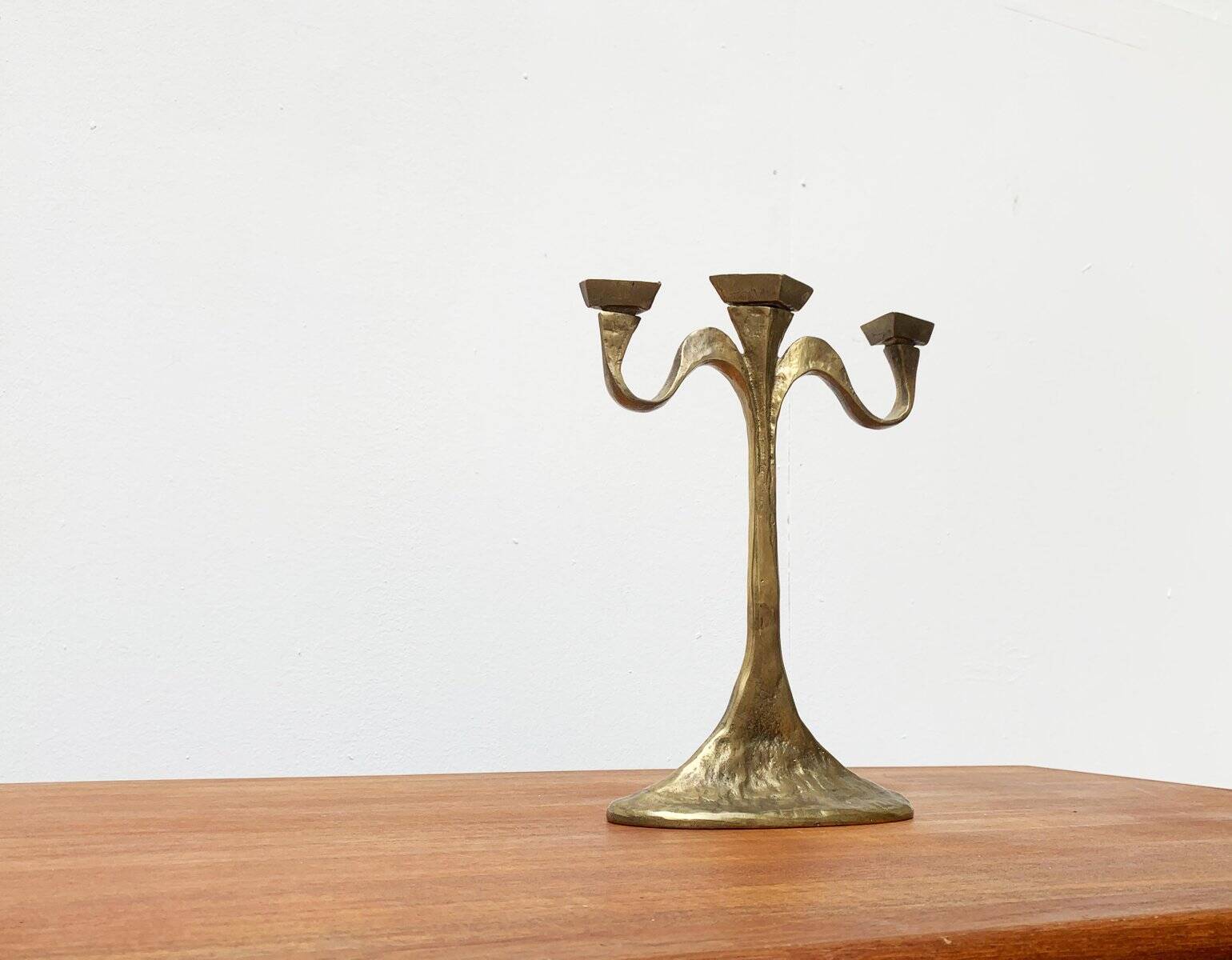 Vintage Brutalist Bronze Candle Holder