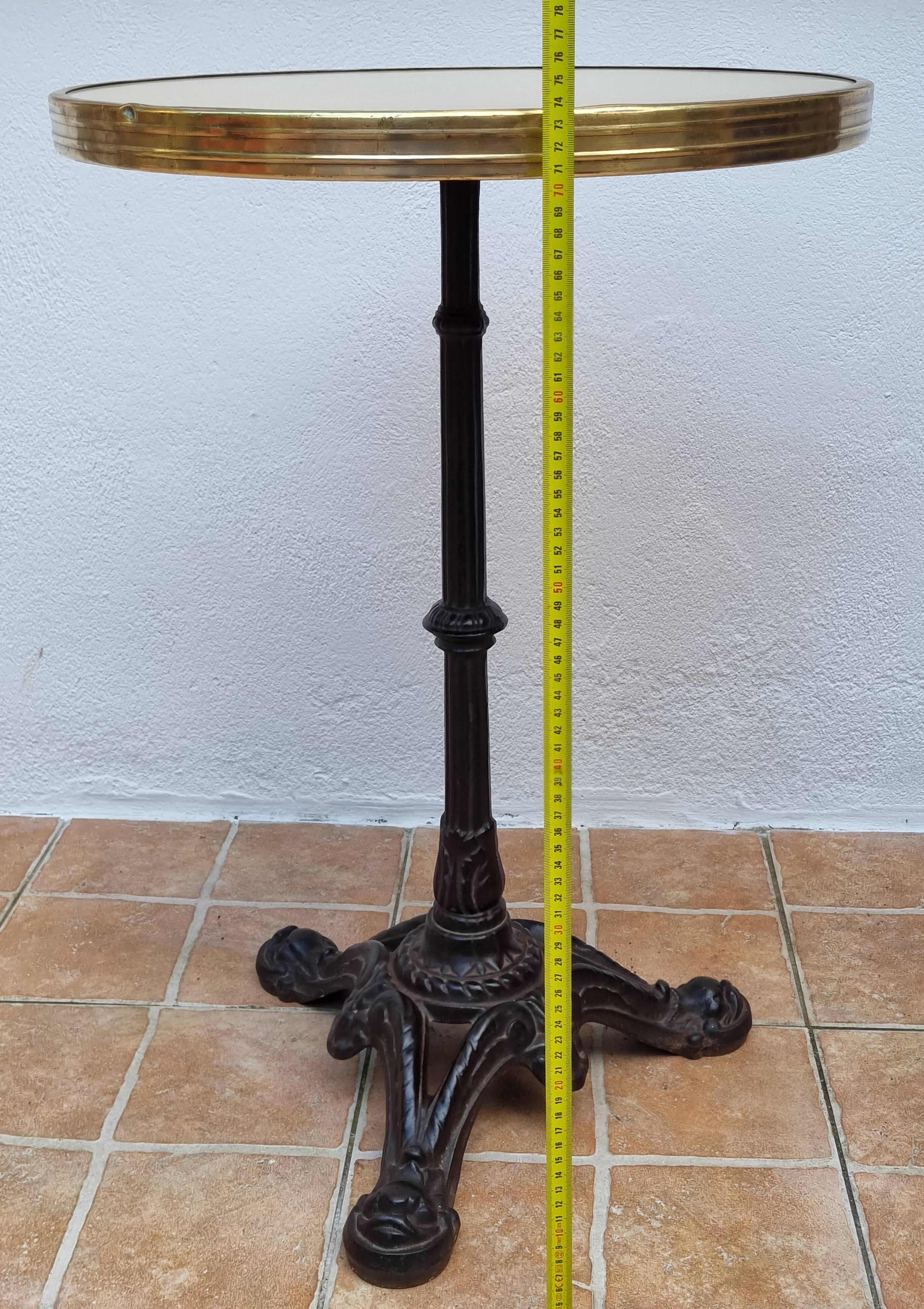 Antique 50s tripod bistro table, cream, 74 cm